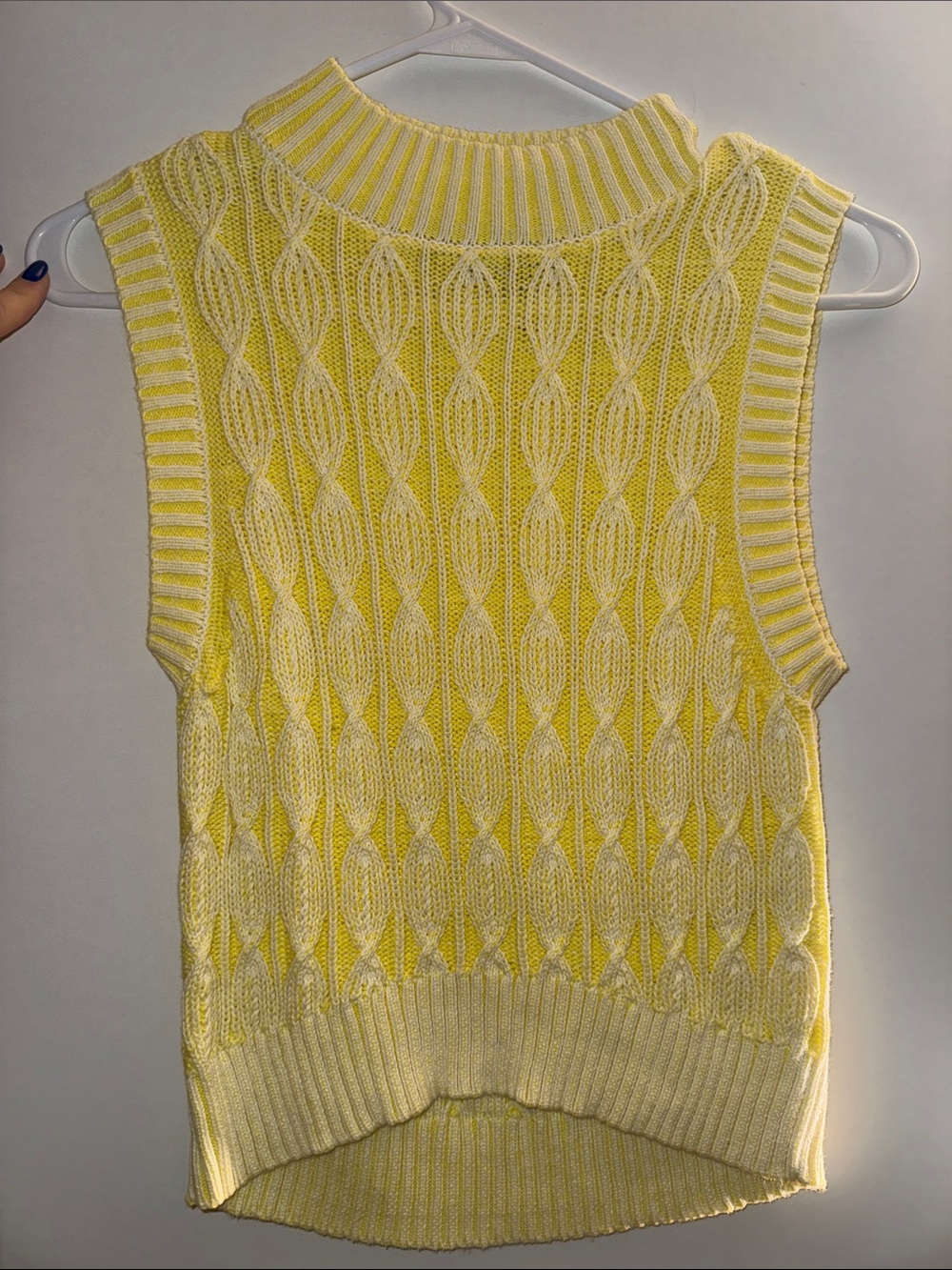 DKNY Yellow Cable Knit Sleeveless Mock Neck Sweater Vest